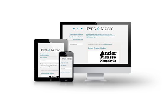 Web design showcase image of Type & Music website.